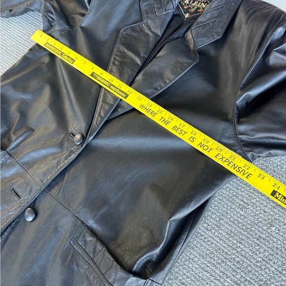 Vintage 70s 80s Charles Klein Black Leather Trench Coat Size Medium - Picture 12 of 16